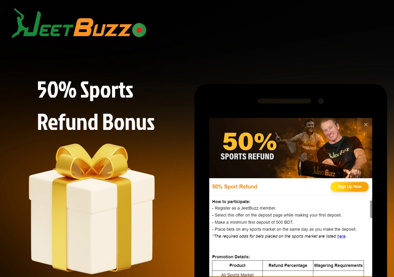 players are offered a bonus from JeetBuzz Bangladesh 50% on the return of sports funds