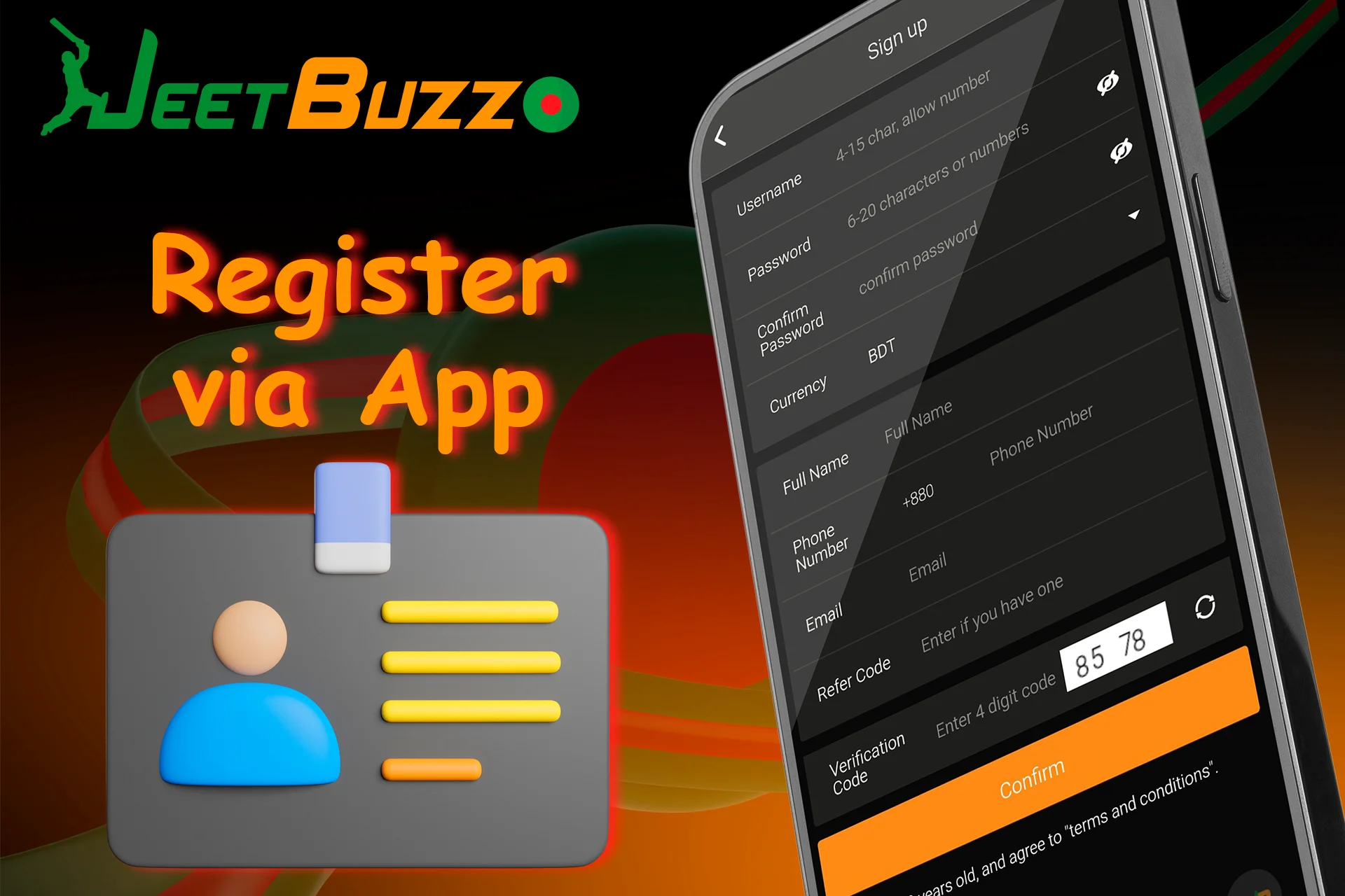 brief instructions for registering a new user through the application