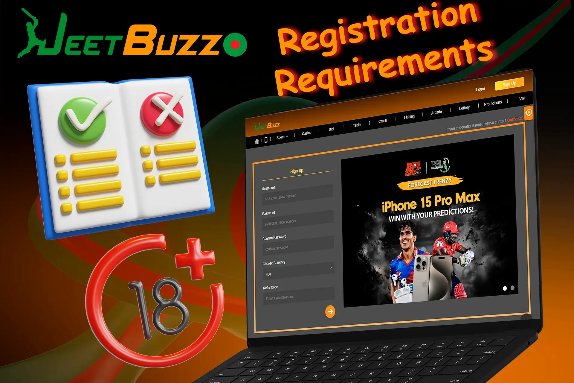 list of requirements for registering a new account