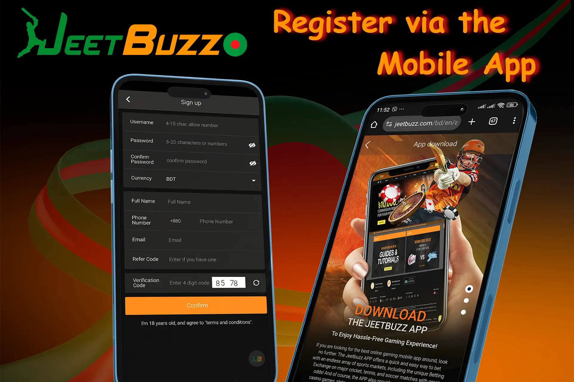 Features of registration in JeetBuzz Bangladesh through mobile application