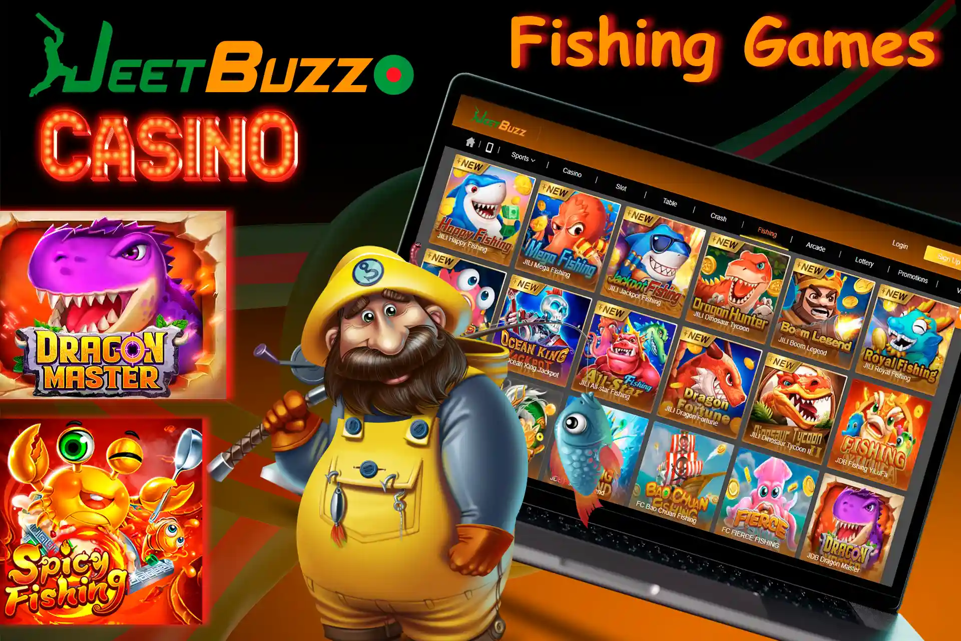 The category "Fishing Games" is represented by many games